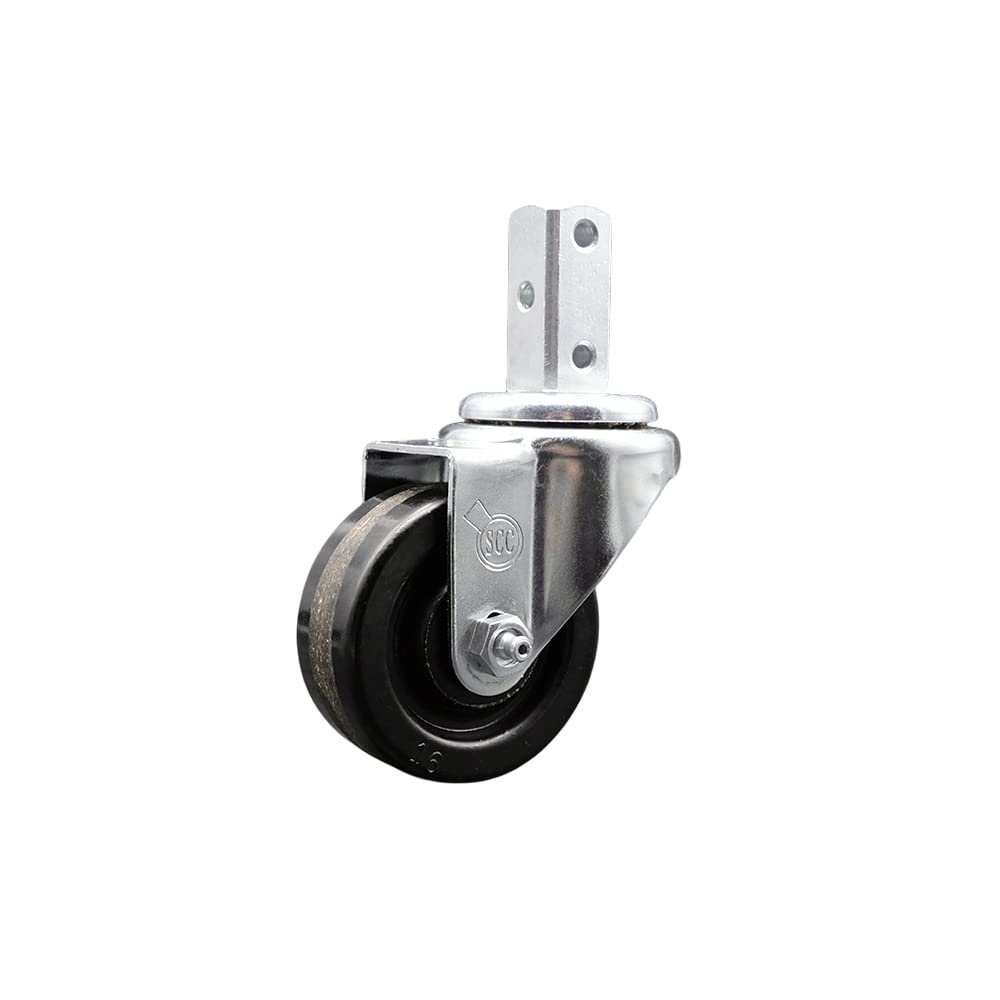 Swivel Square Stem Caster w/3” x 1.25” Black Phenolic Wheel – 7/8” x 2” Square Stem with (3) 17/64” Diameter Mounting Holes – 300 lbs. Capacity/Caster – Service Caster Brand