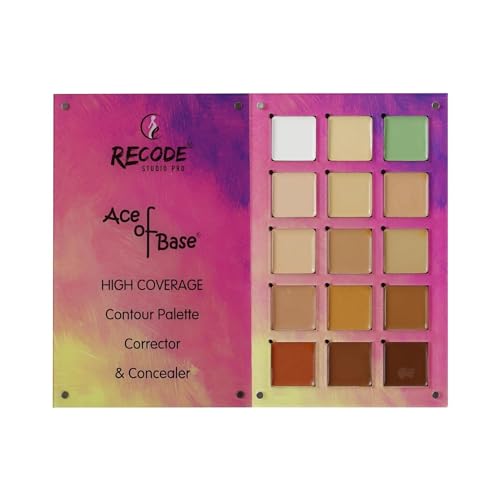 Recode Beauty Concealer, Colour Corrector & Contour Palette, Erases Dark Circles, Uneven Skin Tone, Redness, Blemishes, Even Scars, 15 Shades