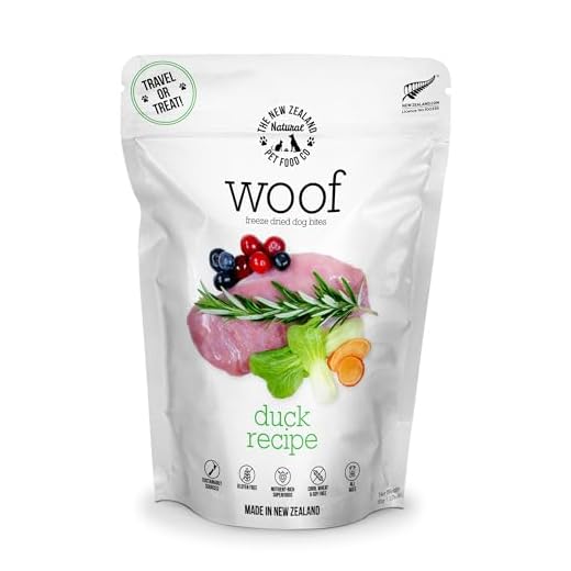 The New Zealand Natural Pet Food Co. Woof Freeze Dried Dog Food - Duck Recipe, High Protein, Complete Diet, Dog Treats, All Life Stages - 1.76 oz