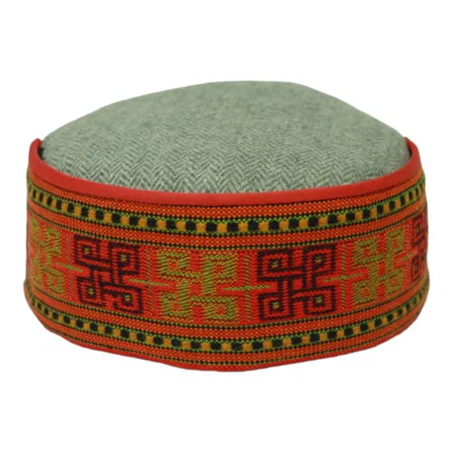 Image of Vastraa Fusion Himachali Topi for Men | Nepali Headwear | Traditional Kullu Cap | Pahadi Topi | Kashmiri Hat | Wool Handcrafted Ethnic Wear