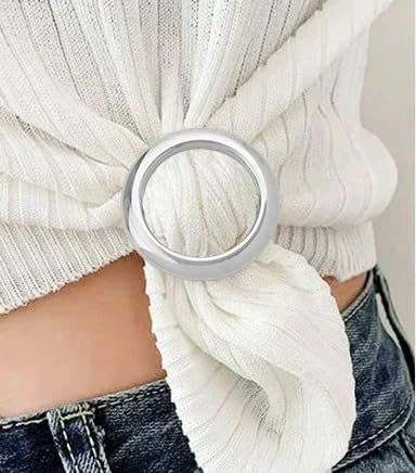 2Pcs T Shirt Clips Shirt Ties Metal Scarf Rings for Silk Scarf T-Shirt for Women Ladies Party Accessories with Assorted Shapes