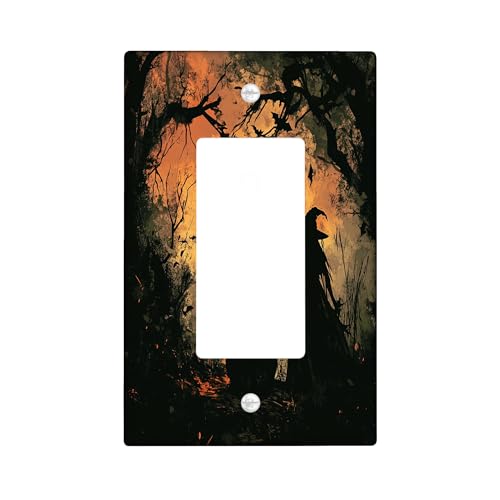 Placa decorativa para interruptor de luz espeluznante de bruja, 1 banda, basculante individual, caldero aterrador, placa frontal eléctrica para cocina, baño, decoración de cubierta de interruptor de