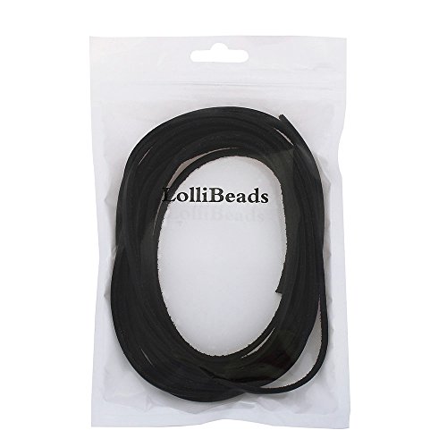 Lollibeads (Tm) 3Mm Flat Genuine Leather Cord Braiding String Black (5 Yards) #TOP1