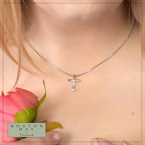 Boston Bay Diamonds Sterling Silver Diamond Accent Flared Cross Pendant with 18" Chain2