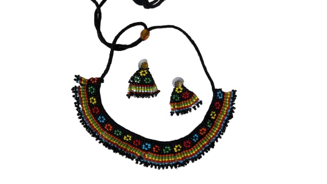 Aikya Black Silver Multicolor Beaded Choker Set Jewelry navratri special For Woman