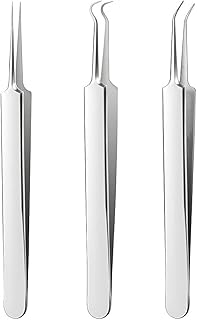 La Chat Blackhead Remover Kit - Blackhead Tweezers Removal Tool 3 pcs Comedone Pimple Extractor Tool, Acne Blemish Kit for Blackhead, pimple Tool, Curved Blackhead Tweezers kit (3 pcs)