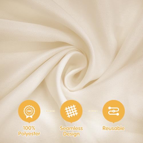 Image of BRILLMAX 6 Pack Beige Tablecloths 90x156 Inch for 8ft Rectangle Tables | 150 GSM Polyester Fabric, Floor Length Drop, Water, Stain & Wrinkle Resistant Cloth Cover for Wedding Reception Banquet Party