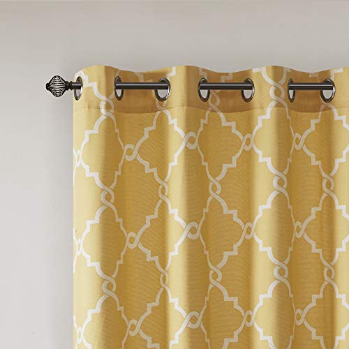 Madison Park Saratoga Window Curtain Light Filtering Fretwork Print 1 Panel Grommet Top Drapes/Valance for Living Room Bedroom and Dorm 50x63 - Image 4