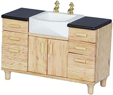 Dollhouse Mini Furniture Miniature Modern Basin Sink Unit Cabinet for Bathroom Decor Accessories, Mini, 10.2*4.2*8.1CM