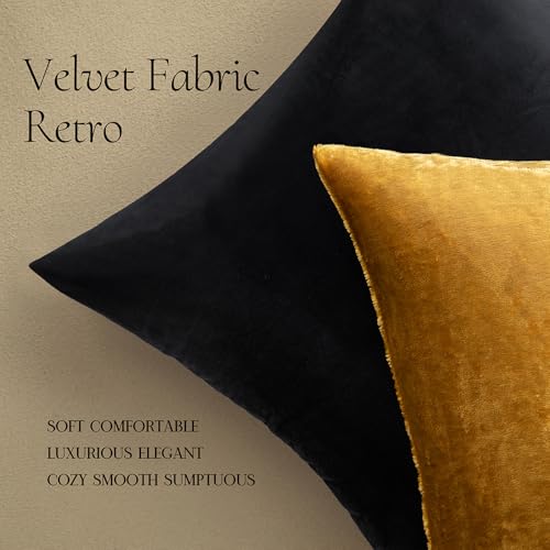 Image of MIULEE Pack of 2 Velvet Soft Solid Decorative Square Throw Pillow Covers Set Cushion Case for Sofa Bedroom Couch 20 x 20 Inch Dark Gold