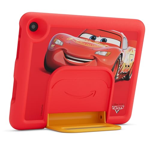 Image of Amazon Fire HD 8 Kids tablet (newest model), ages 3-7. With bright 8 inch HD screen. Includes ad-free and exclusive content, parental controls and 13-hr battery, 32 GB, Disney Pixar Cars