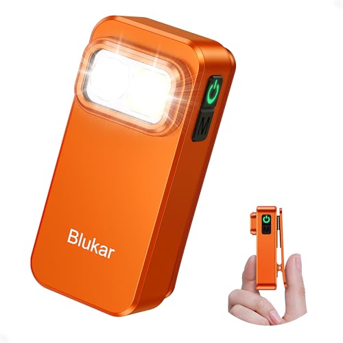 Blukar Linterna LED Recargable de Clip, SúperBrillante EDC Linternas, 5 Modos&4 Niveles de Brillo, IPX6 Impermeable Portátil Flashlight, Larga Duración para Camping/Senderismo/Emergencia Al Aire Libre