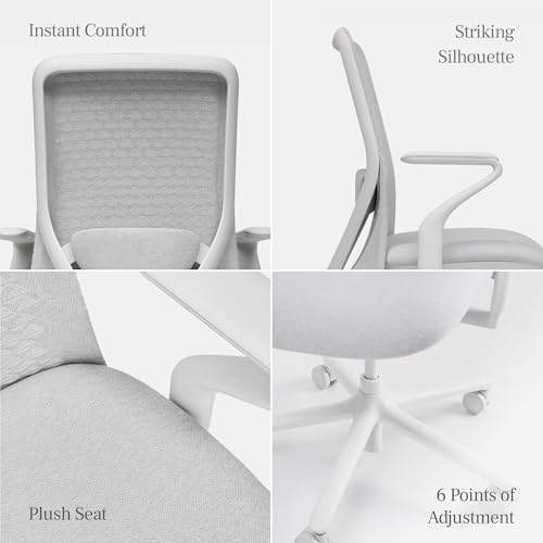 Image of Branch Verve Chair, High Performance Executive Office Chair | Contoured Back and Adjustable Lumbar Support, High Density Foam Cushion and 3D Knit Back, Fits 5' to 6', Up to 275 lbs, Lunar