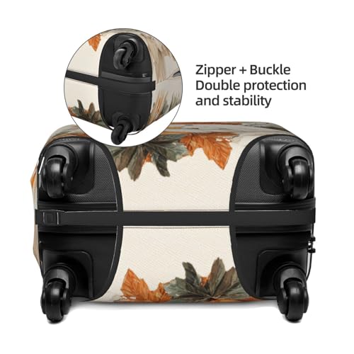 Halloween Cute Ghost Autumn Leaves Flowers Elastic Travel Luggage Covers Dustproof Scratch-Resistant Suitcase Protector Fit 22-24 Inch2