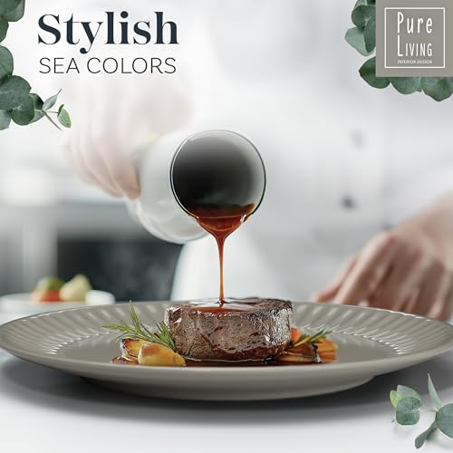 12-Piece Dinnerware Set Hygge Series - Bowl and Plate Set - Stoneware Dining Set for 4 People - Dishwasher and Microwave Safe - Grooved Dining Service in Light Brown - Image 6
