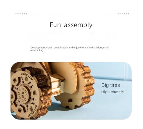 Puzzle 3D de madera de bulldozer, kit de modelismo premium de 370mm 6