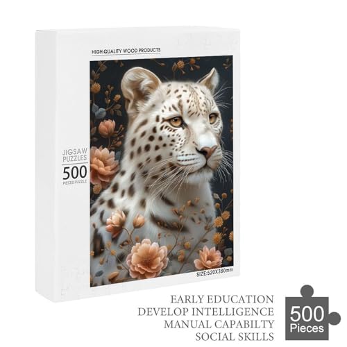 Rompecabezas de 500 piezas para adultos The White Leopard con corte de precisión 6
