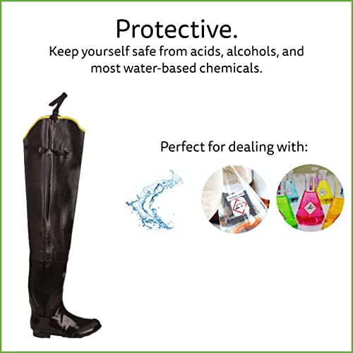 Black Hip Boots with Adjustable Straps, Plain Toe, Cotton Lined, 32-Inch Length4