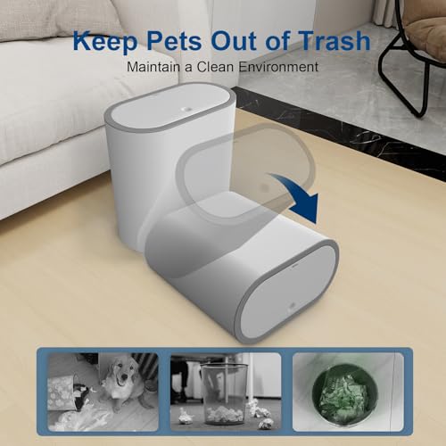 Image of Naisu 15 Liter Rectangular Plastic Trash Can Wastebasket with Press Type Lid,4 Gallon Slim Plastic Trash Bin, Trash Can Waste Bins for Bedroom, Bathroom, Office, Kitchen， Powder Room（White）