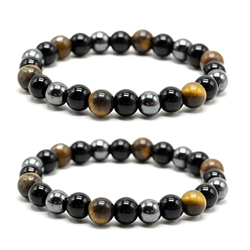 SZCXDKJ Pulsera de triple protección, 2 unidades, 8 mm, ojo de