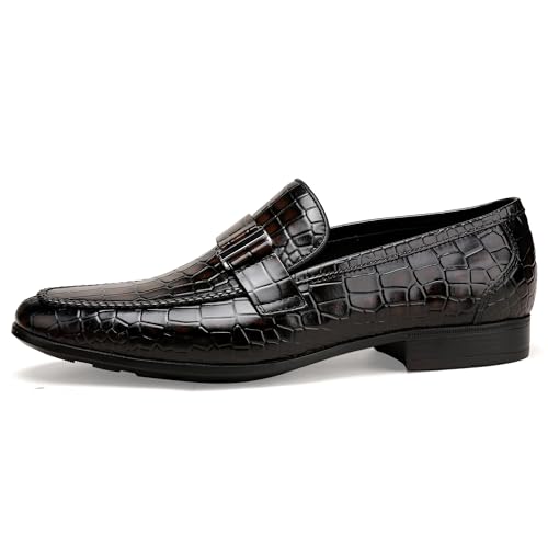 Men's Leather Penny Loafers, Alligator Printed Slip-On Dress Shoes for Mens Casual Shoes Soft Slip On Dress Loafers Bussiness Weddings Shoes4