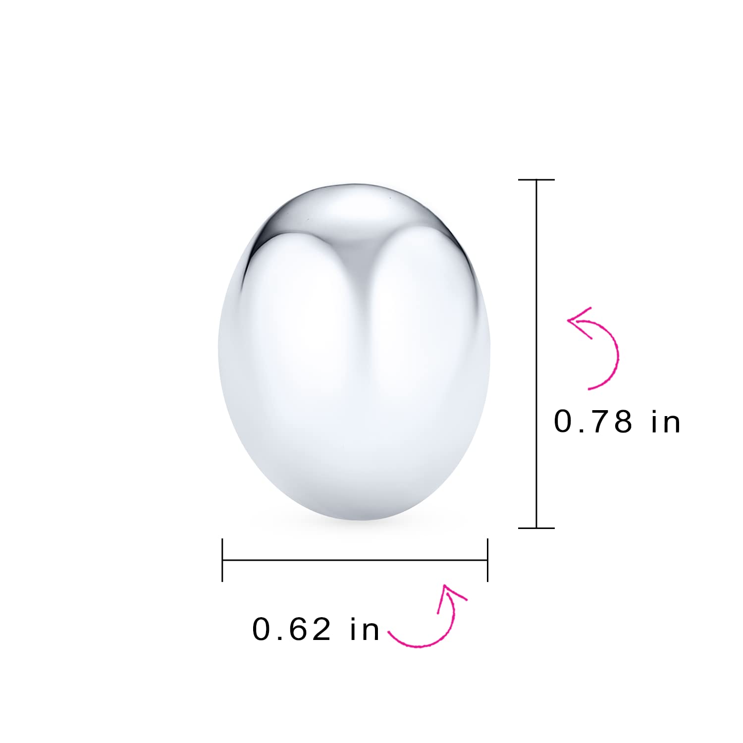 Einfache Basic-Button-Stil Halb-Oval-Form Kuppel-Clip-On-Ohrringe für Frauen Nicht durchbohrte Ohren Poliertes .925 Sterling Silber Legierung Clip