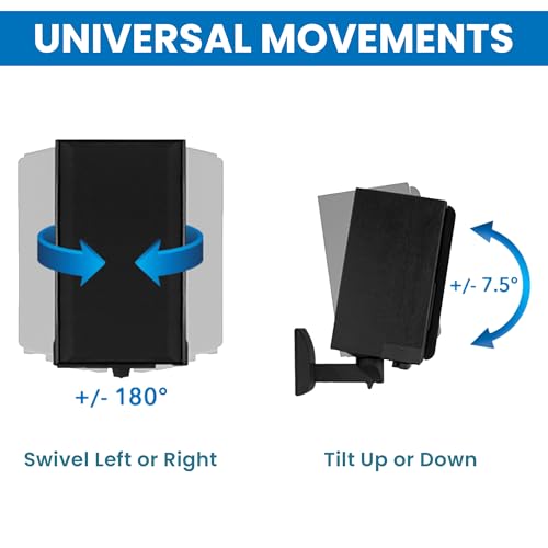 Image of Mount-It! Bookshelf Speaker Wall Mount, Pair of Universal Side Clamping Speaker Shelf Wall Mounting Brackets for Large or Small Speakers, 2 Full Motion Mounts, 55 Lbs Capacity, Black (MI-SB37)