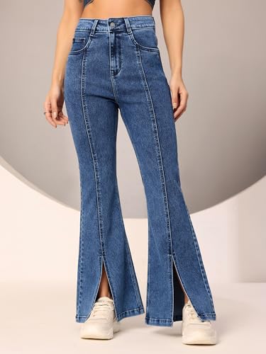 Image of Dolce Crudo Boot Cut High Rise Cropped Jeans for Women