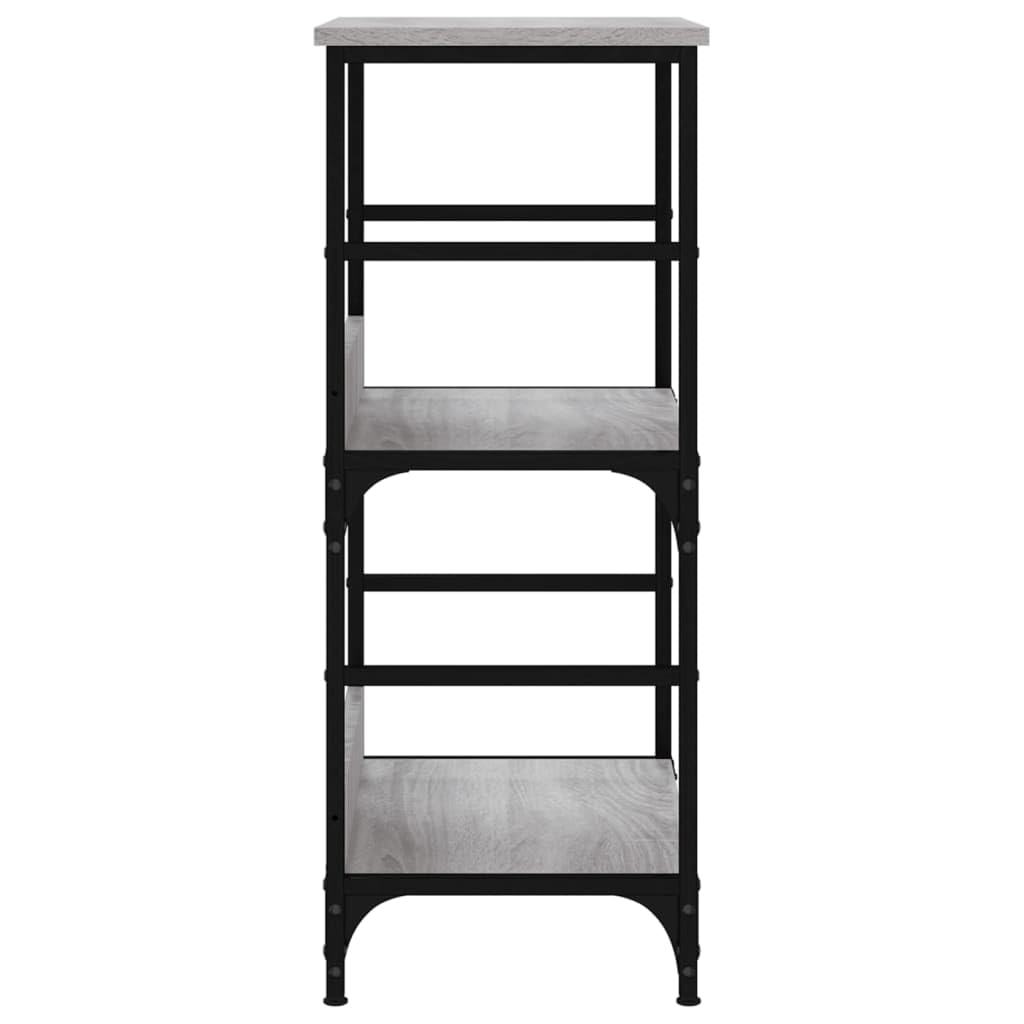 Bücherregal Grau Sonoma aus Holzwerkstoff mit Stahlrahmen 50x33x82 cm freistehend, offenes Regalsystem für Wohnzimmer, Büro, Kinderzimmer, platzsparend mit Stauraum und Ablagefach