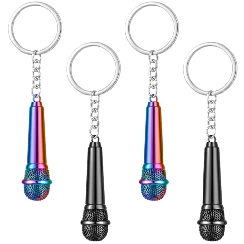 Image of Sureio Mini Microphone Music Keychain Retro Sound Pendant Keyring Charm Microphone Music Key Chain for Singer Gift