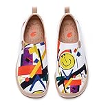 UIN Women's Slip Ons Canvas Lightweight Flats Sneakers Walking Casual Loafers Comfortable Art Painted Travel Shoes Nice Meeting U (6.5)