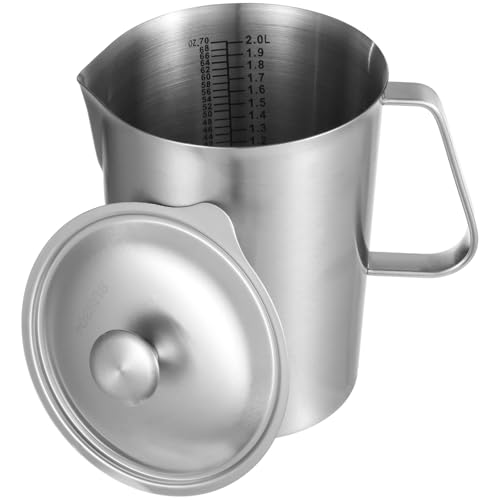 LUMINFLY Stainless Steel Pitcher 70 Oz - Measure, Froth, Lid, All Drinks