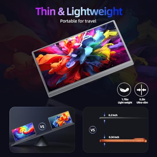 Image of 15.6 Inch FHD Portable Monitor | All Alloy Body | Ultra-Slim Foldable Screen Extender | USB Type-C & HDMI | Compatible with Laptop, PC, Mac (15.6 inch Metal) (15.6, Inches)