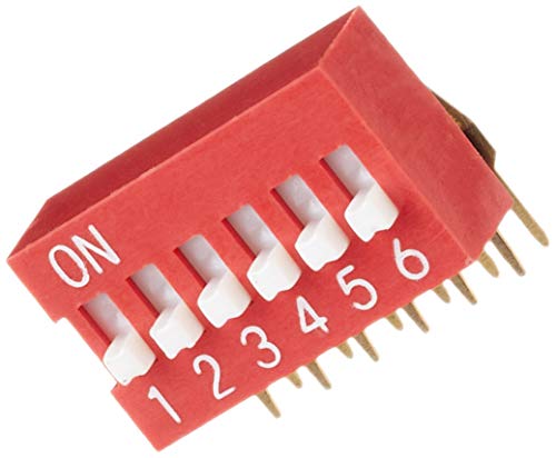 DeLock Dip - Conmutador Deslizante (6 dígitos, 2,54 mm, 5 Unidades), Color Rojo