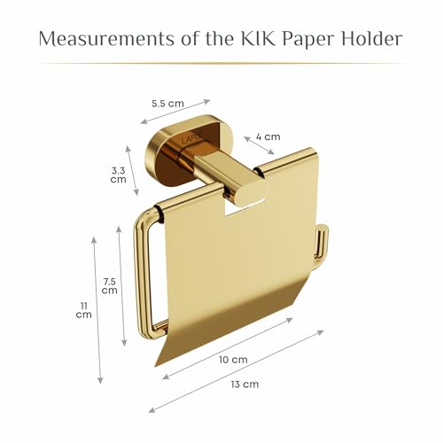 Image of LAPO Toilet Paper Holder for Bathroom, 304 Stainless Steel Tissue Paper Roll Holder, Wall Mounted Toilet Roll Holder, Toilet Tissue Holder, Anti Rust Protection, Gold Finish, 25 Years Warranty - KIK