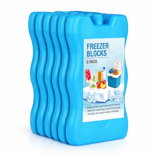 1ABOVE Pack of 6 FREEZER BLOCKS FAMILY PACK FOR COOL BOX BAGS REUSABLE LONG LASTING KEEPS FOOD AND DRINKS COOL LUNCH BOXES OUTDOOR BEACH PICNIC CAMPING