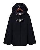 CHARTOU Women's Cute Batwing-Sleeve Hooded Wool Baggy Poncho Cape Cardigans Outwear (XX-Large,...