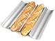 Amagabeli Baguette-Backblech 38x33x2,5 cm Baguette Backform Pfanne Baguettescheiben Baguetteblech 4 Baguettes Karbonstahl mit Antihaftbeschichtung Blechpfanne Baguettepfanne Brötchen Backform Silber