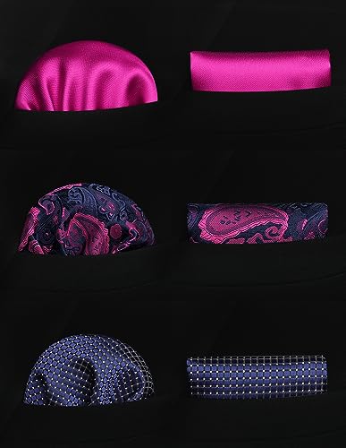 Image of HISDERN Mens Ties and Pocket Square Set Business Elegant Ties for Men Classic Lot 3 Pcs Wedding Party Neckties & Handkerchief