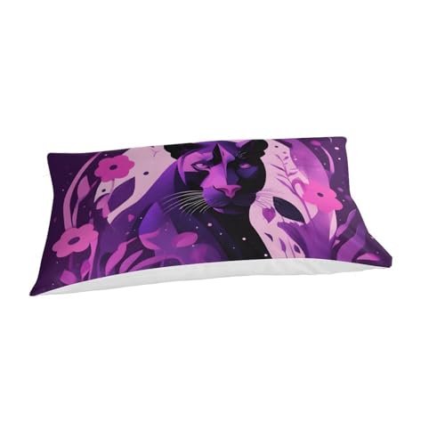 Housse de couette fleurs et panthère 3D lavable et facile à enfiler avec zip