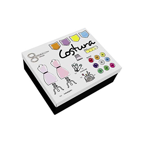 Caixa Minhas Costuras, GeGuton, multicor (Preto/ Branco/ Estampa)