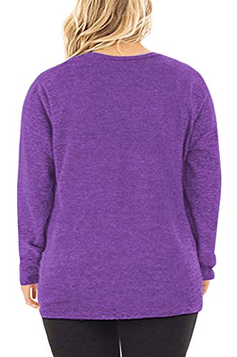 Image of DOLNINE Womens Plus Size Knotted Tops Long Sleeve Tee Shirts Loose Casual Blouse