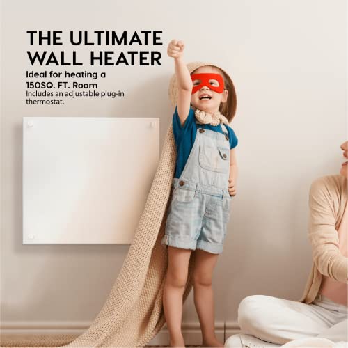 Econohome Wall Mount Space Heater Panel 2023 Model - With Thermostat - 400 Watt Convection Heater - Ideal For 120 Sq Ft Room - 120V Electric Heater #TOP2