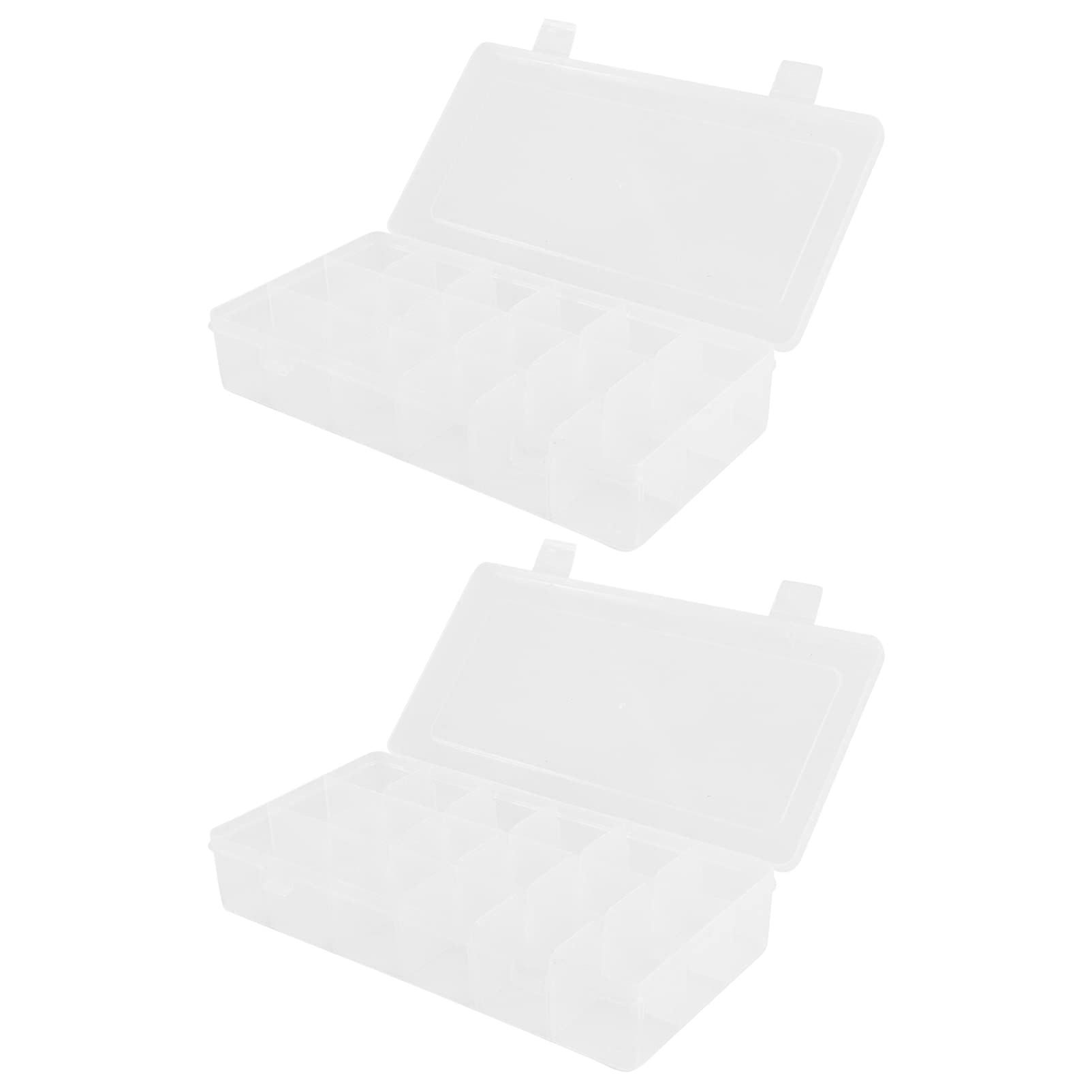 Cabilock 2PCS Plastic Organizing Box 18- compartment Box Beads Organizer Nail Art Storage Box Ear Studs Box Transparent Plastic Jewelry Boxes