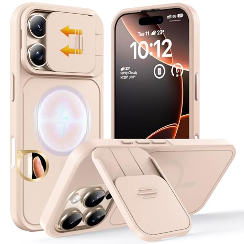 Image of TOCOL for iPhone 16 Pro Max Case with Slide Camera Cover, Kickstand and Camera Control Button, Fit for MagSafe, Rugged Solid Phone Case, Non-Slip, Drop Protection, Deset