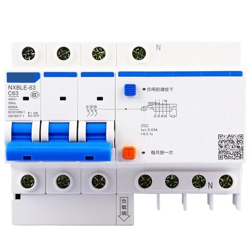 Disjoncteur différentiel triphasé NXBLE-63 3P+N 63A protection circuits électriques