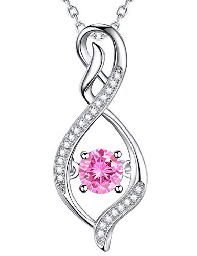ELDA & CO. Birthday Gifts for Women October Birthstone Pink Tourmaline Necklace Mom Wife Forever Love Infinity Sterling Silver Jewelry for Her
