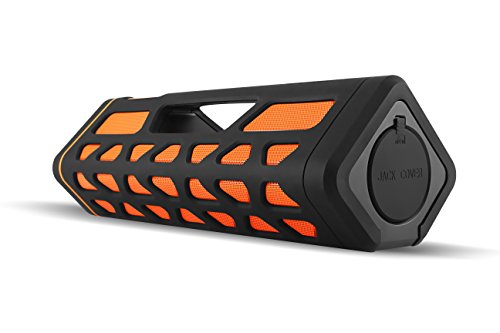 SHARPER IMAGE SBT605OR Rugged Bluetooth 4.0 Speaker with Extra Bass, Rechargeable, Works with All Bluetooth Devices (Black/Orange)