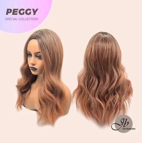 Miniatura 7 de PEGGY - Peluca ondulada de color durazno largo y rizado, natural para usar y llevar, sin pegamento, para fiesta, Halloween, pelucas sintéticas para