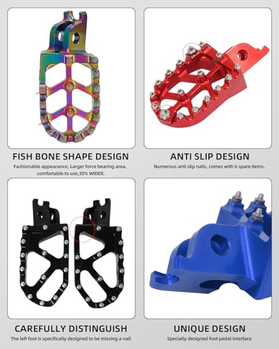 Image of JFG RACING Dirt Bike Foot Pegs,CNC Rest Pedal Footpegs for CR125 CR250 02-11 /CRF150R 07-24 /CRF250R 04-24 /CRF300L 21-24 /CRF450R 02-24 /CRF250X CRF450X CRF250RX CRF450RX CRF450RL CRF250L CRF1100L-Red